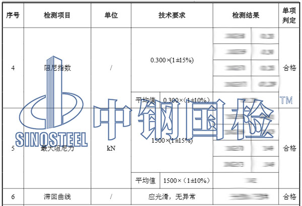 阻尼器检测结果