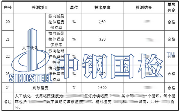 防水板检测项目结果