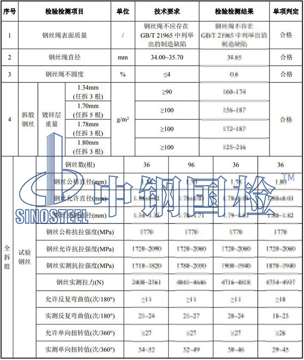 钢丝绳检测结果