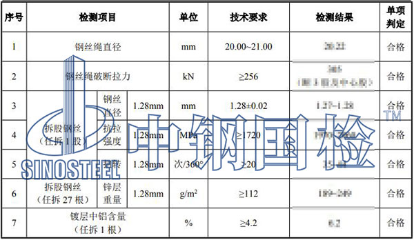 钢丝绳检测项目结果