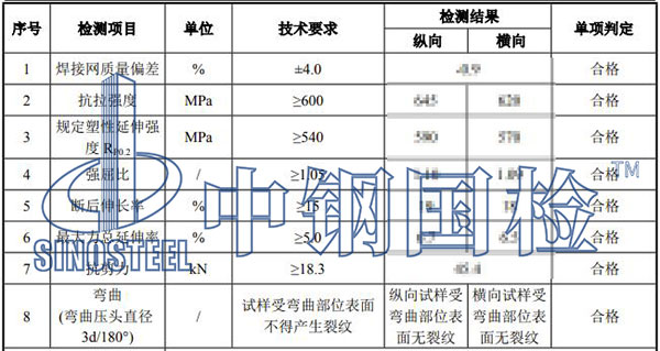 焊接强度检测项目结果